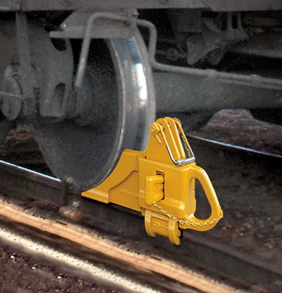 Car Wheel Blocks for rails 105-175 lbs. Weight 50 lbs.  Note: Do Not Use for Impact-Stopping.